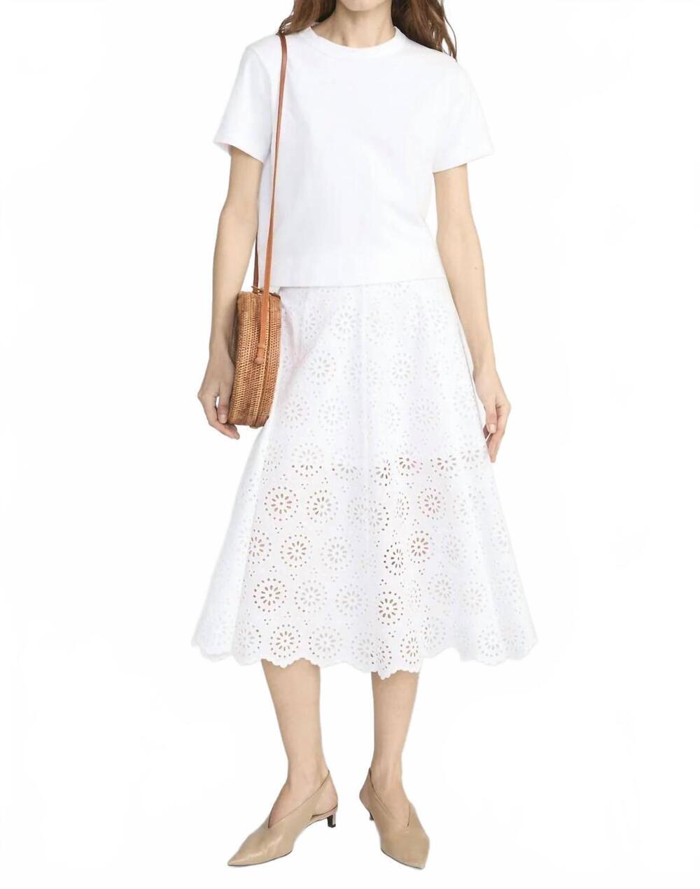 NEW FRAME solstice eyelet skirt in white